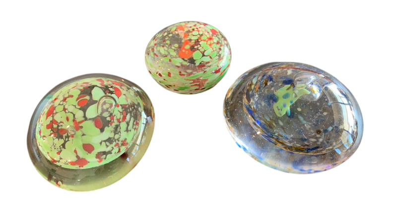 Photo 1 of 3-GLASS PAPERWEIGHTS 3” DIAMETER