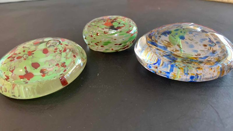 Photo 1 of 3-GLASS PAPERWEIGHTS 3” DIAMETER