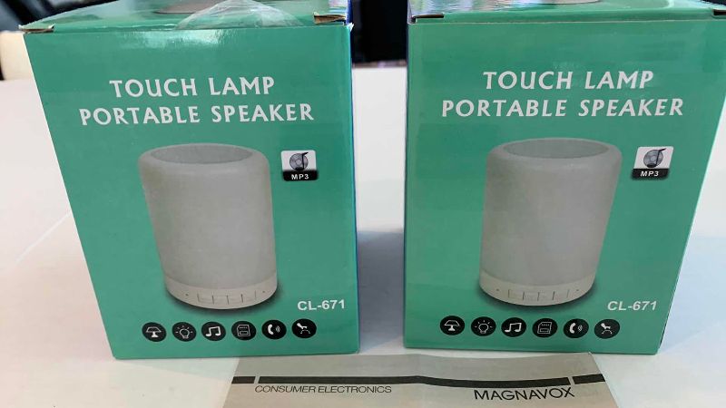 Photo 1 of VINTAGE FM CLOCK RADIO AND 2-TOUCH PORTABLE SPEAKERS