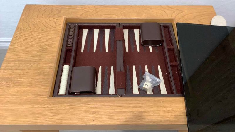 Photo 1 of TABLE WITH BACKGAMMON GAME 26” X 16” H 16”