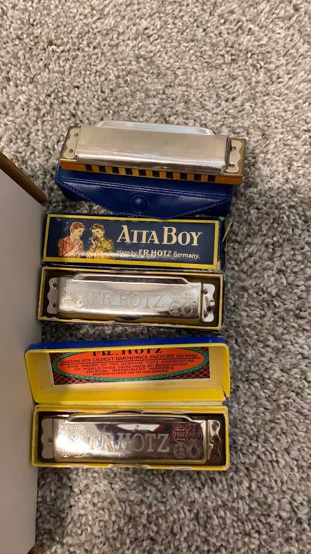 Photo 1 of 4-VINTAGE HARMONICAS AND GUITAR SUPPLIES
