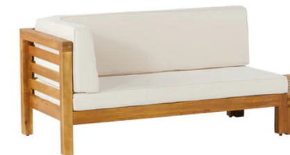 Photo 1 of CASCADA OUTDOOR ACACIA WOOD LEFT-ARM LOVESEAT WITH BEIGE CUSHIONS TEAK FINISH