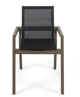 Photo 1 of JIMMY OUTDOOR ACACIA WOOD AND MESH DINING CHAIRS SET OF 2