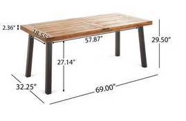 Photo 1 of CHRISTOPHER KNIGHT DELL RECTANGLE ACACIA WOOD DINING TABLE TEAK FINISH 32' X 69' H 30"






