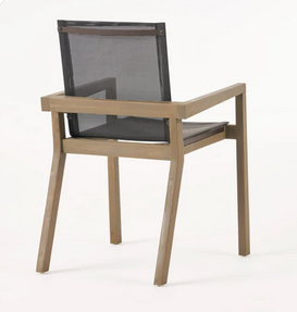 Photo 1 of JIMMY OUTDOOR ACACIA WOOD AND MESH DINING CHAIRS SET OF TWO