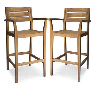Photo 1 of LERA OUTDOOR RUSTIC ACACIA WOOD BAR STOOLS  TEAK FINISH