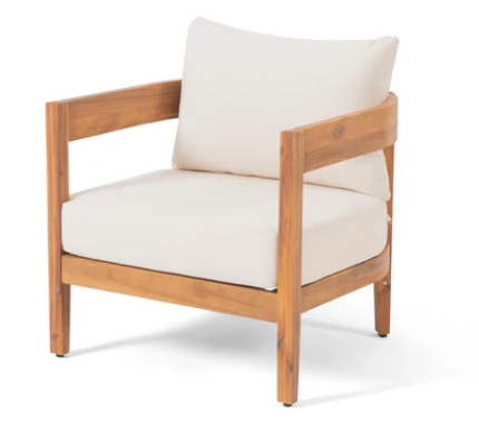 Photo 1 of TEAK FINISH CLUB CHAIR WITH BEIGE CUSHIONS MODEL #67926.00BGE