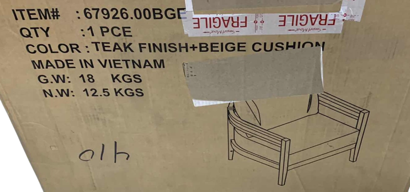 Photo 1 of TEAK FINISH CLUB CHAIR WITH BEIGE CUSHIONS MODEL #67926.00BGE