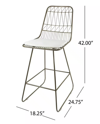 Photo 1 of NOBLE HOUSE WALCOTT 42" LIGHT BRASS BAR STOOL WITH IVORY CUSHIONS SET OF 2