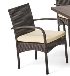 Photo 1 of ASHWOOD OUTDOOR BROWN MULTI-BROWN CHAIR WITH BEIGE CUSHIONS