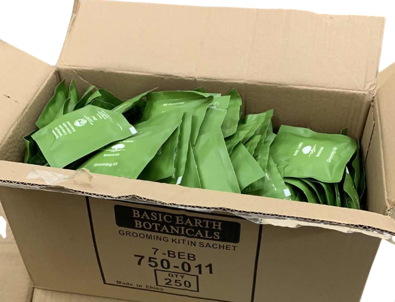 Photo 1 of CASE OF 1000 BASIC EARTH BOTANICAL'S HOTEL GROOMING KITS 4 X 250