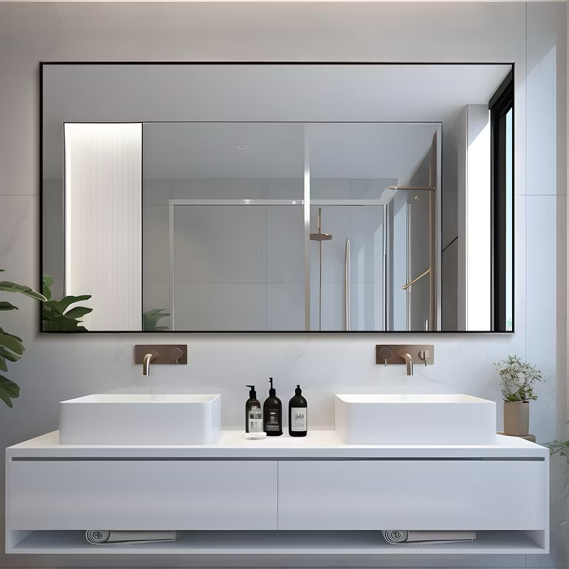 Photo 1 of DOVELINA MODERN RECTANGLE OVERSIZE METAL FRAME BATHROOM WALL/VANITY MIRROR 59" X 35"