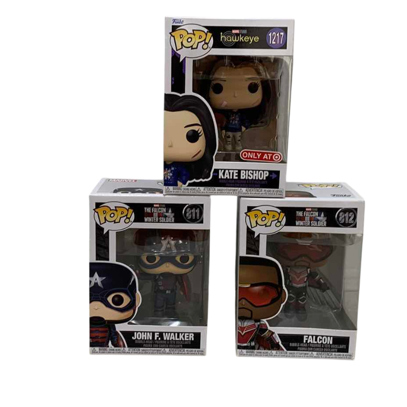 Photo 1 of 3-FUNKO POP’S: HAWKEYE # 1217, JOHN F. WALKER # 811, AND FALCON # 812
