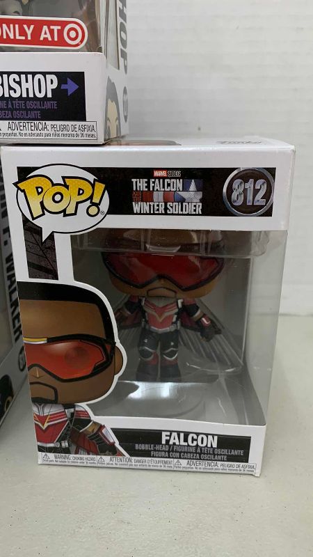 Photo 1 of 3-FUNKO POP’S: HAWKEYE # 1217, JOHN F. WALKER # 811, AND FALCON # 812