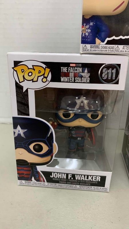 Photo 1 of 3-FUNKO POP’S: HAWKEYE # 1217, JOHN F. WALKER # 811, AND FALCON # 812