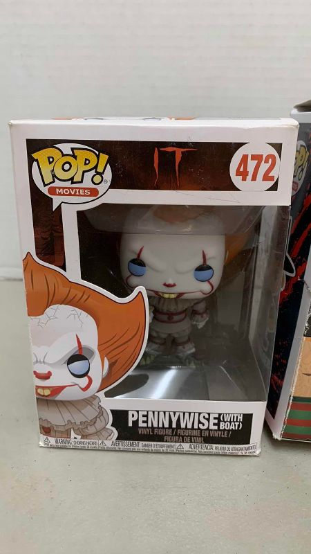 Photo 1 of FUNKO POPS PENNYWISE WITH BOAT 472, AND FREDDY KRUEGER 02