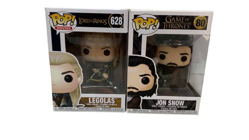 Photo 1 of FUNKO POP LORD OF THE RINGS LEGOLAS 628 AND GAME OF THRONES JON SNOW 80