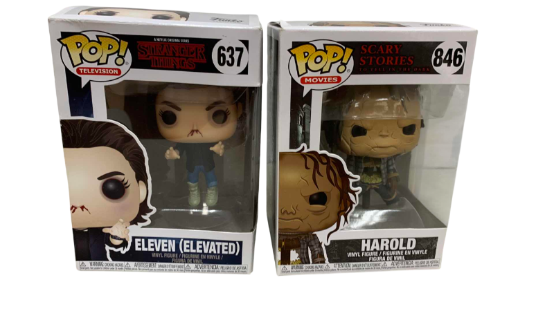 Photo 1 of FUNKO POPS STRANGER THINGS ELEVEN 637 AND SCARY STORIES HAROLD 846
