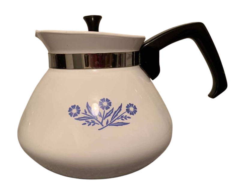 Photo 1 of VINTAGE CORNING WARE BLUE SUNFLOWER 6-CUP COFFEE POT WITH LID