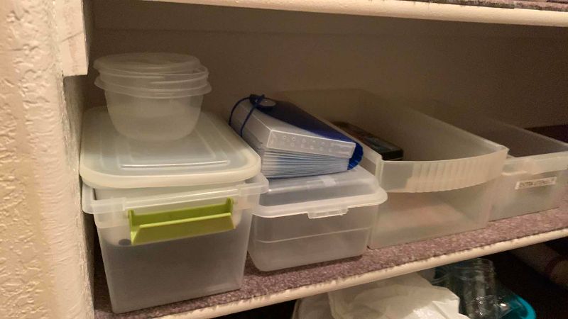 Photo 1 of ASSORTED PLASTIC STORAGE BOXES AND DRAWERS