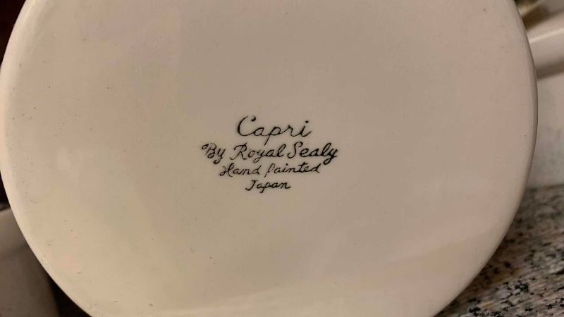 Photo 1 of GLASS BOWLS AND CAPRI BY ROYAL SEALY HAND PAINTED IN JAPAN SOUP BOWLS
