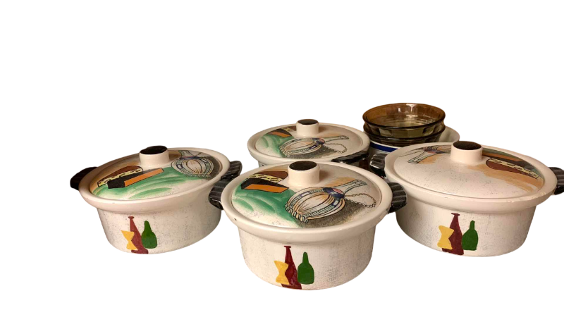 Photo 1 of GLASS BOWLS AND CAPRI BY ROYAL SEALY HAND PAINTED IN JAPAN SOUP BOWLS