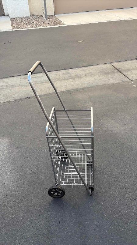 Photo 1 of METAL COLLAPSIBLE GROCERY CART ON WHEELS 15” X 12” X 41” H