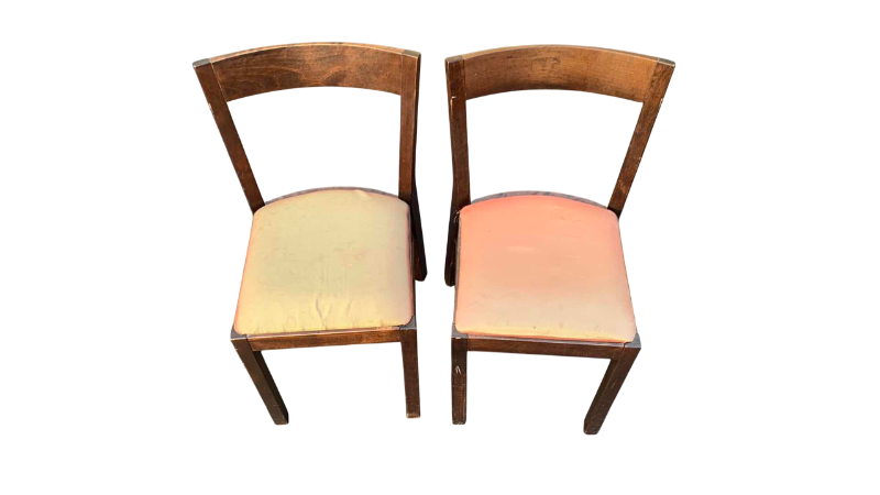 Photo 1 of 2-RETRO DINING CHAIRS WITH IRIDESCENT SEAT CUSHIONS