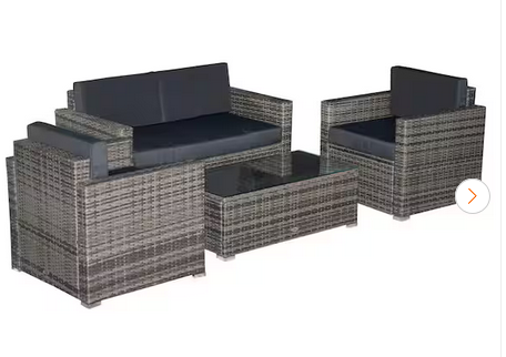 Photo 1 of OUTSUNNY WICKER WEAVE GREY CUSHIONS PATIO SET