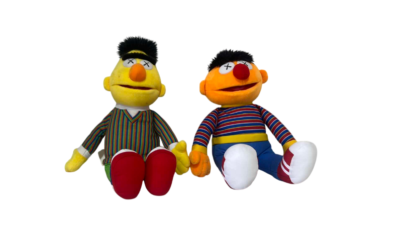 Photo 1 of KAWS X UNIQLO SESAME STREET MODIFIED BERT AND ERNIE DOLLS WITH ORIGINAL TAGS
