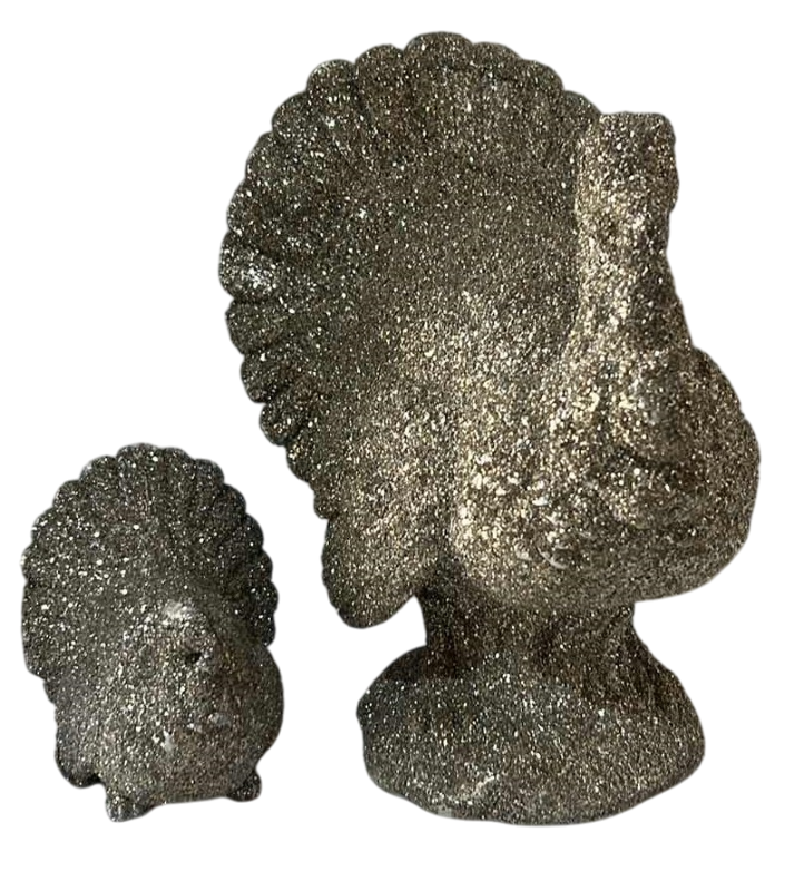 Photo 1 of 2- Z GALLERY SILVER GLITTER TURKEY FIGURINES LARGEST 13”