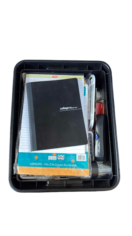 Photo 1 of BOX OF DESK SUPPLIES