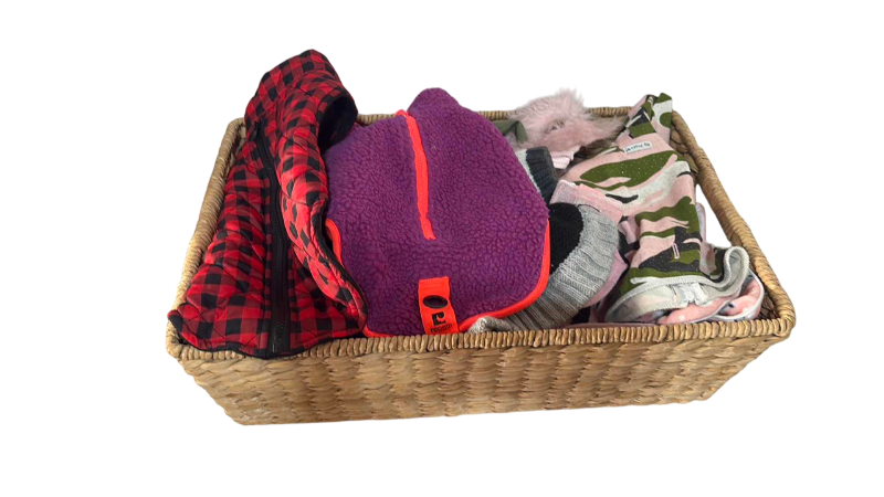 Photo 1 of BASKET OF PUPPY CLOTHES SMALL
