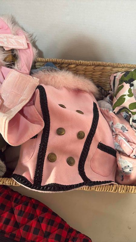 Photo 1 of BASKET OF PUPPY CLOTHES SMALL