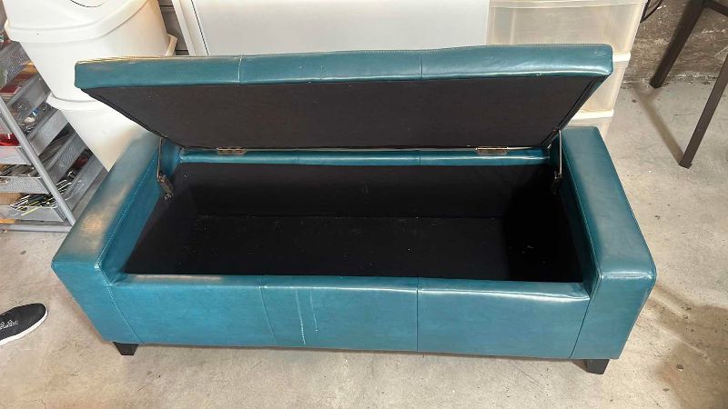 Photo 1 of BLUE STORAGE OTTOMAN 50” X 20” H 16”
