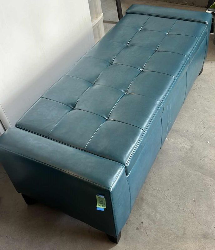 Photo 1 of BLUE STORAGE OTTOMAN 50” X 20” H 16”