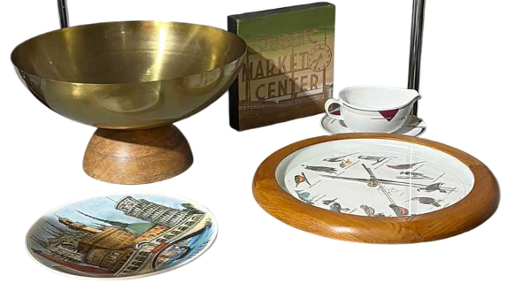 Photo 1 of HOME DECOR BIRD CLOCK, BOWL, AND OTHER ITEMS