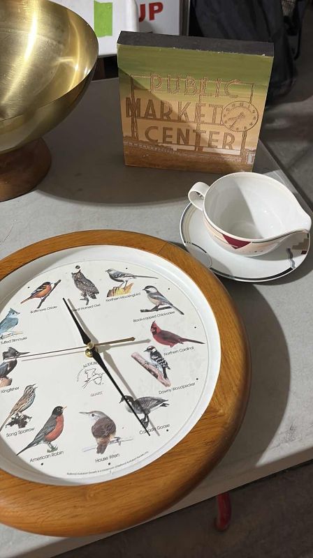 Photo 1 of HOME DECOR BIRD CLOCK, BOWL, AND OTHER ITEMS