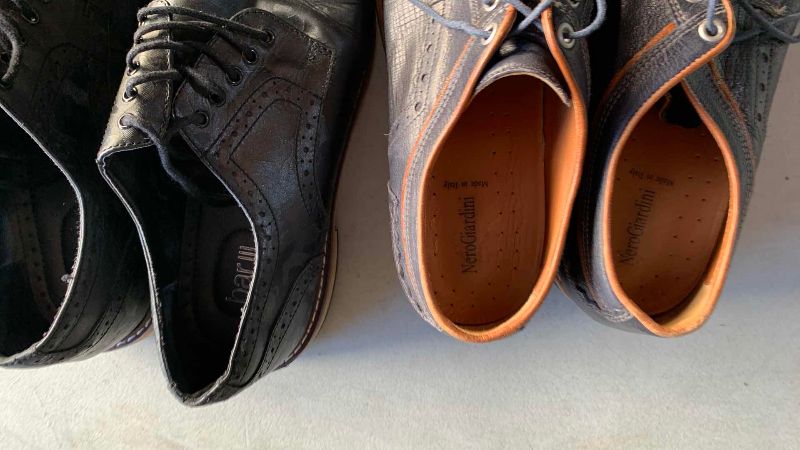 Photo 1 of 2-PAIR MENS TEXTURED LEATHER DRESS SHOES SIZE 10