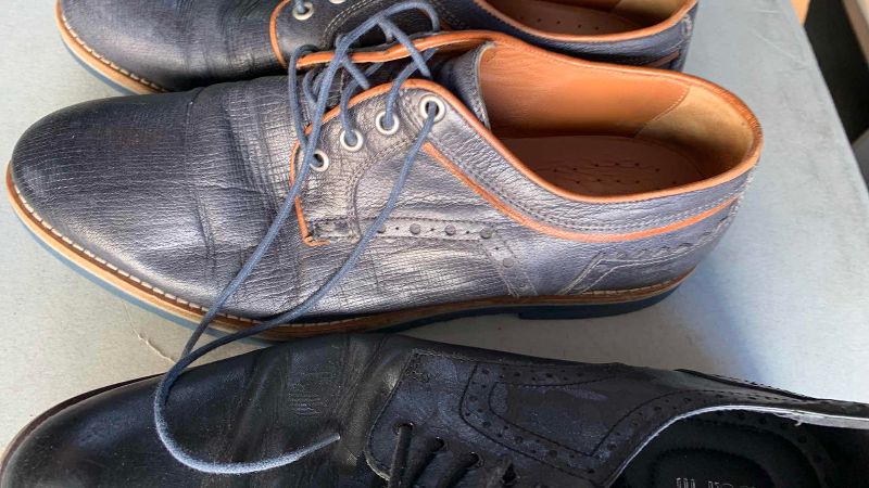 Photo 1 of 2-PAIR MENS TEXTURED LEATHER DRESS SHOES SIZE 10