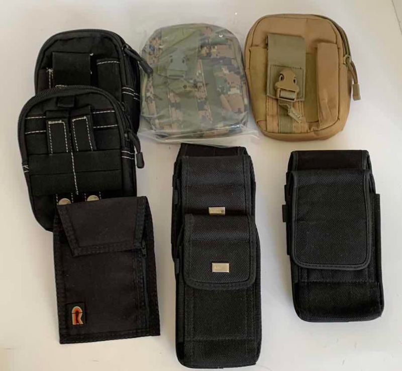 Photo 1 of ASSORTED STYLE POUCHES, WALLETS & A KNIFE CASE