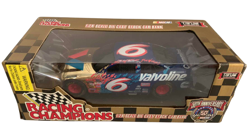 Photo 1 of NASCAR 50TH ANNIVERSARY MARK MARTIN NUMBER 6 RACING CHAMPIONS 1/24 SCALE DIECAST STOCK CAR BANK 1/2500