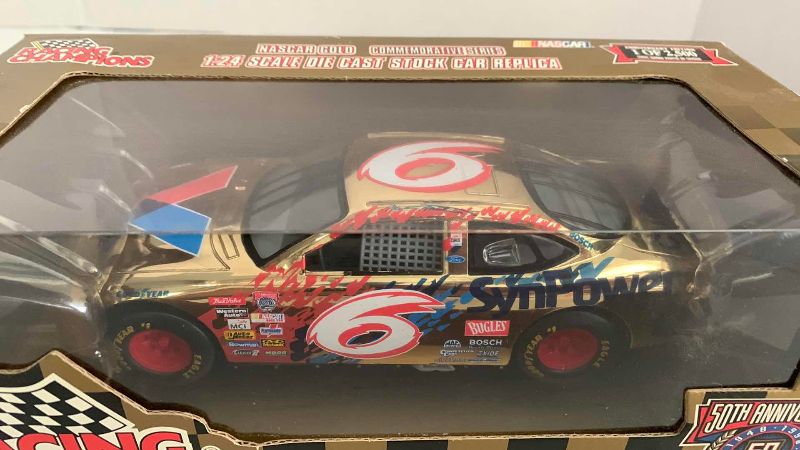 Photo 1 of NASCAR 50TH ANNIVERSARY MARK MARTIN NUMBER 6 RACING CHAMPIONS 1/24 SCALE DIECAST STOCK CAR BANK 1/2500