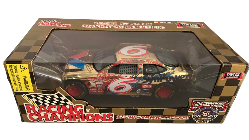 Photo 1 of NASCAR 50TH ANNIVERSARY MARK MARTIN NUMBER 6 RACING CHAMPIONS 1/24 SCALE DIECAST STOCK CAR BANK 1/2500