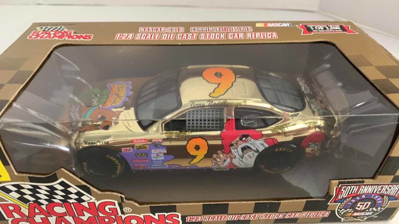 Photo 1 of NASCAR 50TH ANNIVERSARY CARTOON NETWORK NUMBER 9 RACING CHAMPIONS 1/24 SCALE DIECAST STOCK CAR BANK 1/2500