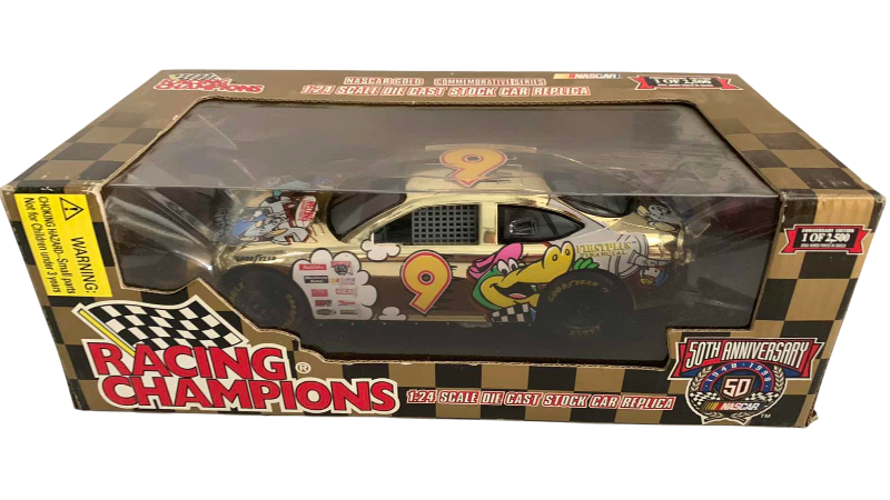 Photo 1 of NASCAR 50TH ANNIVERSARY CARTOON NETWORK NUMBER 9 RACING CHAMPIONS 1/24 SCALE DIECAST STOCK CAR BANK 1/2500