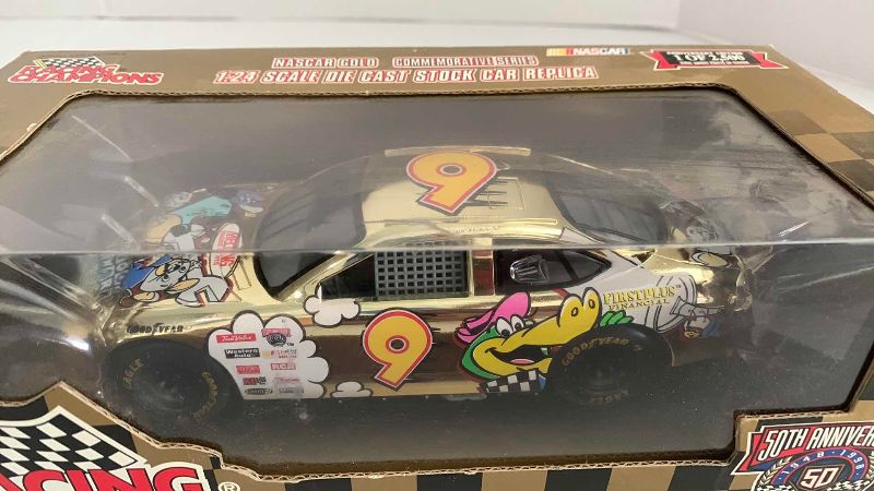 Photo 1 of NASCAR 50TH ANNIVERSARY CARTOON NETWORK NUMBER 9 RACING CHAMPIONS 1/24 SCALE DIECAST STOCK CAR BANK 1/2500