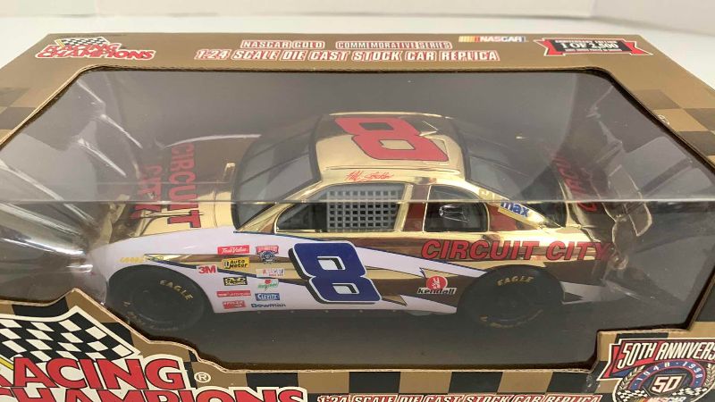 Photo 1 of NASCAR 50TH ANNIVERSARY HUT STRICKLAND NUMBER 8 RACING CHAMPIONS 1/24 SCALE DIECAST STOCK CAR BANK 1/2500