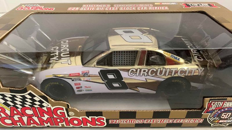 Photo 1 of NASCAR 50TH ANNIVERSARY HUT STRICKLAND NUMBER 8 RACING CHAMPIONS 1/24 SCALE DIECAST STOCK CAR BANK 1/2500