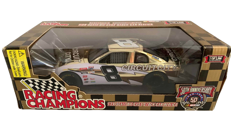 Photo 1 of NASCAR 50TH ANNIVERSARY HUT STRICKLAND NUMBER 8 RACING CHAMPIONS 1/24 SCALE DIECAST STOCK CAR BANK 1/2500